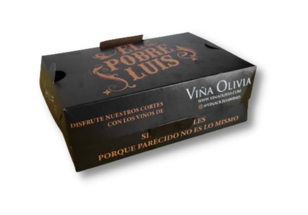 Caja de cartulina sin visor con impresión a dos colores.