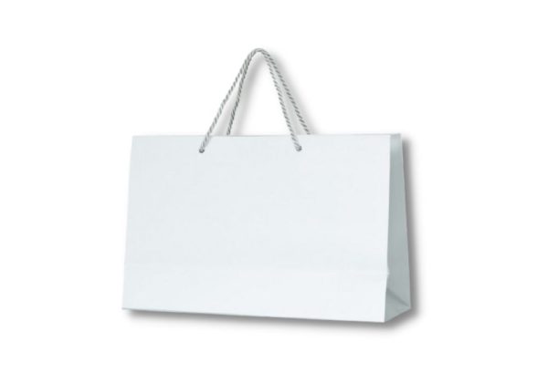 Bolsa de papel con manija de cordón.