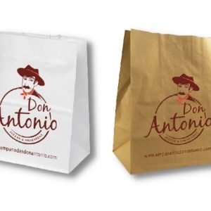 Bolsa de papel sin manija tipo delivery.
