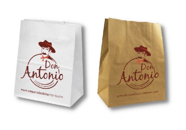 Bolsa de papel sin manija tipo delivery.