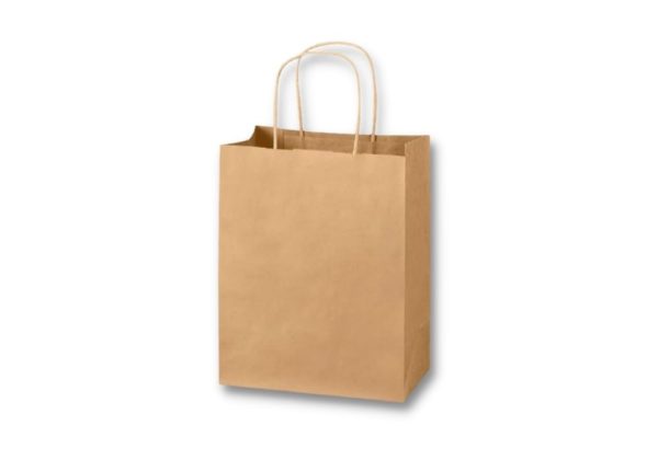 Bolsa de papel kraft con manija enroscada