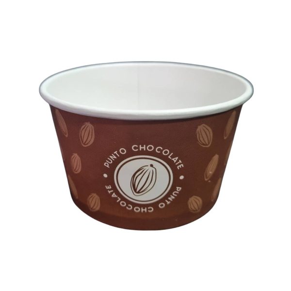 Pote para helados, fabricados en polipapel de alta resistencia, estos envases combinan la rigidez del cartón con una capa interna de polietileno que los hace impermeables y resistentes a bajas temperaturas.