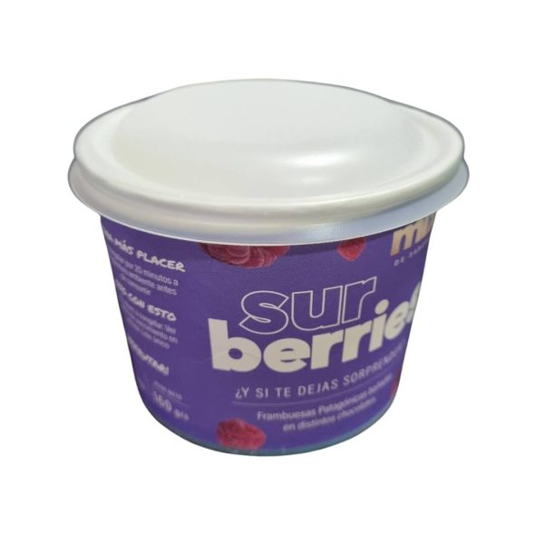 Potes para frutas congeladas. Packaging personalizado. Trabajo realizado a Sur Berries.